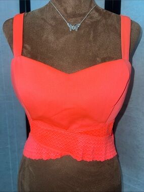 Wild Cat Neon Coral Sweetheart Crop Top